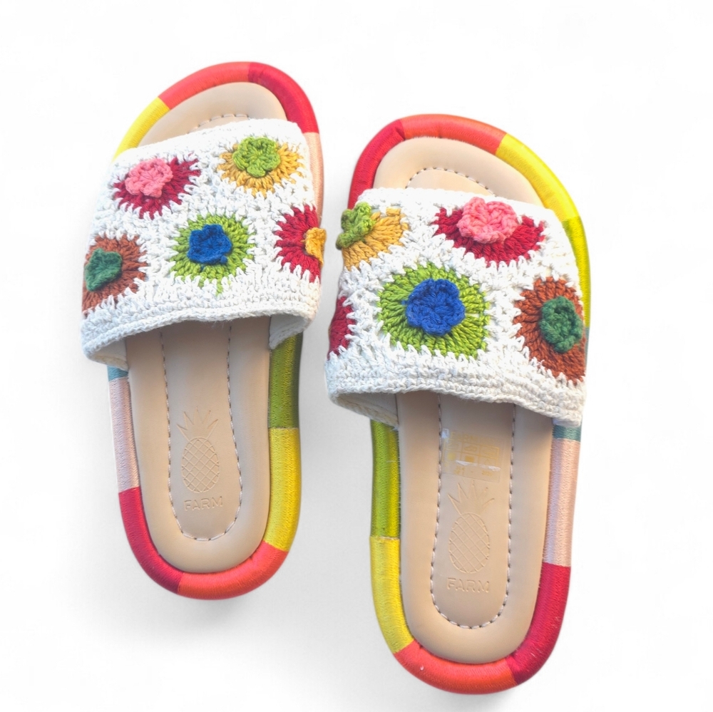 Farm Rio Sunset Crochet Slides New Without Tags Size 8 - Picture 7 of 8